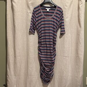 Motherhood Maternity Multicolor Striped knee length ruched Dress